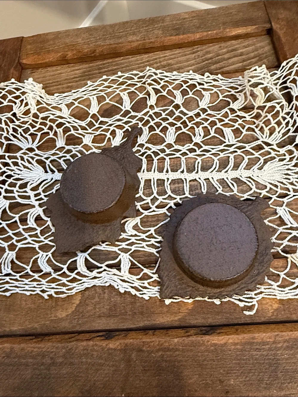 Vintage Rustic Metal Leaf Tealight Candle Holders Set of 2 Farmhouse Decor